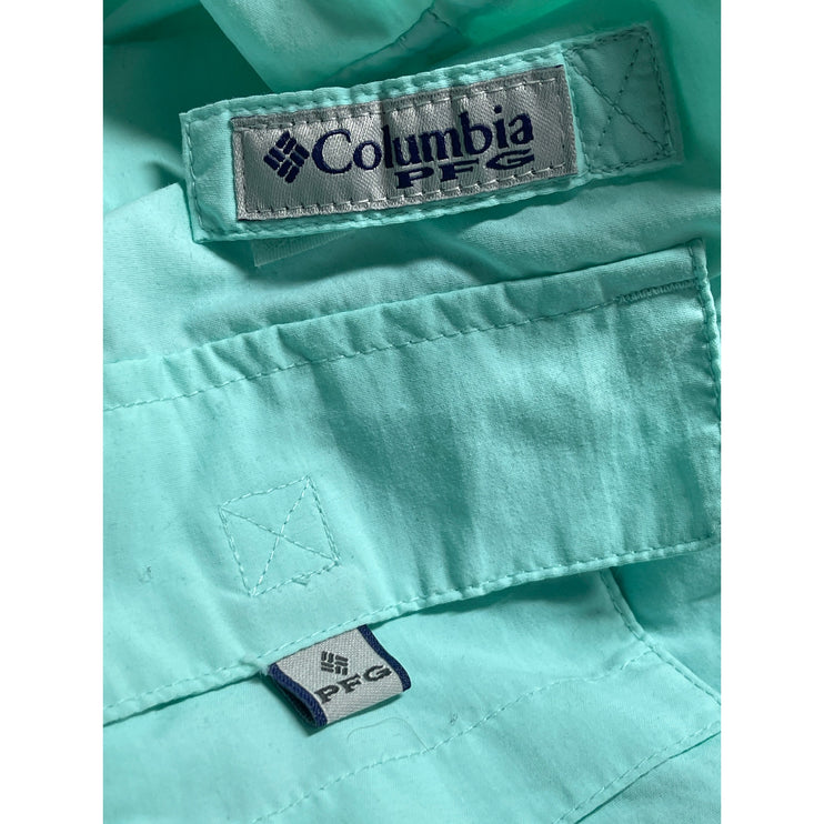 Columbia PFG Bahama II Men's Green Collared Short Sleeve Button Down Shirt Top L