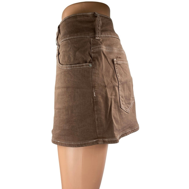 Pacsun Women's Brown High Waisted Straight Pencil Denim Jean Skirt Size 29