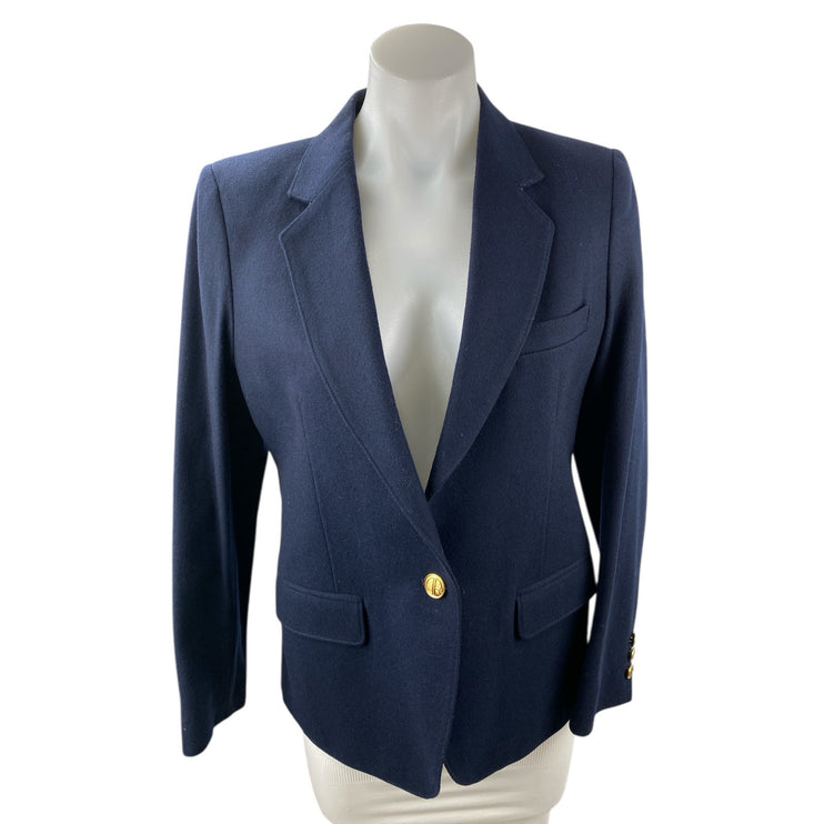 Don Robbie Women's Blue One button Notch Colalr Long Sleeve Blazer Coat Jacket M