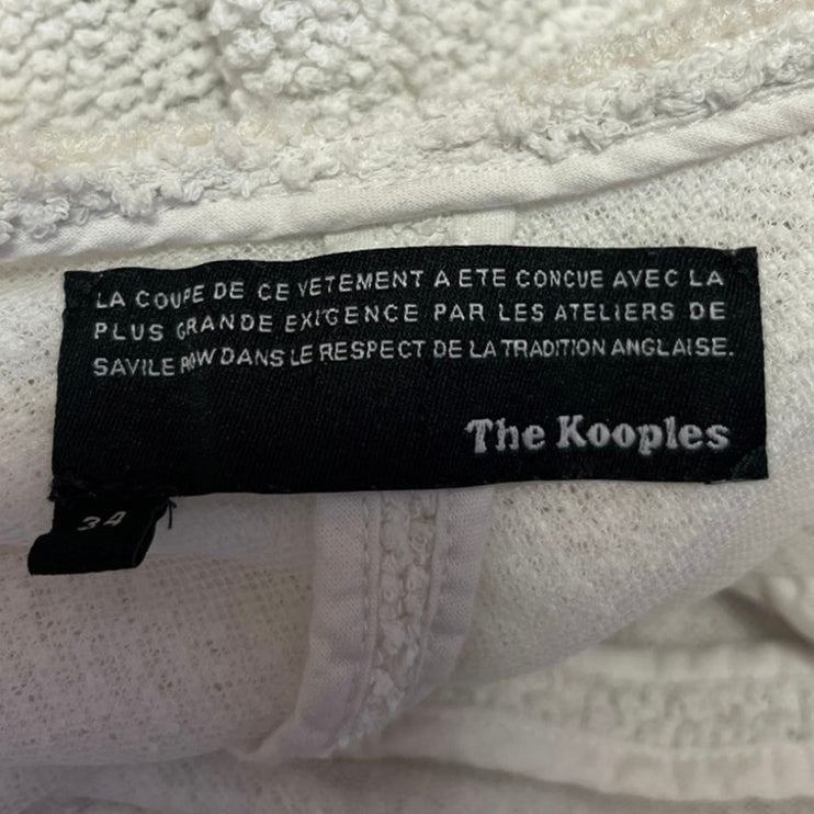 The Kooples Women's White Boucle Knit Open Front Crop Blazer Coat Jacket Size XS