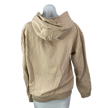 Godspeed Women's Beige Tan Logo Long Sleeve Hoodie Hooded Sweatshirt Top Sz M