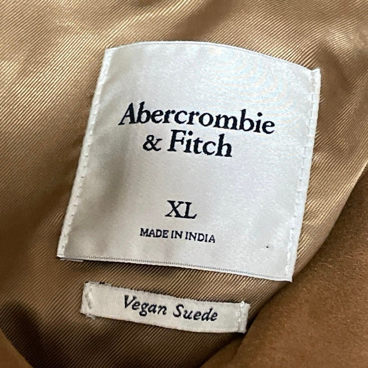 Abercrombie & Fitch Brown Vegan Faux Suede Long Sleeves Crop Coat Jacket Size XL