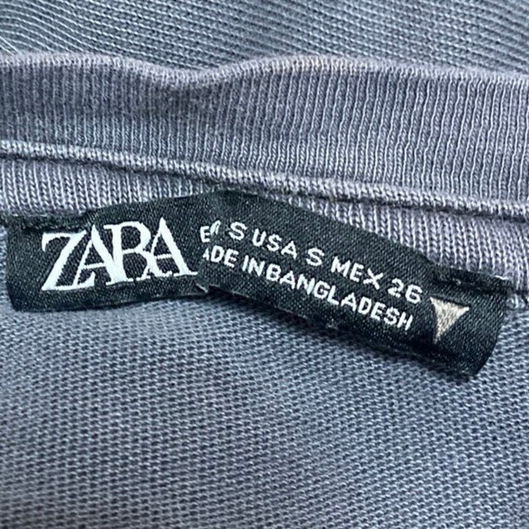 Zara Women's Gray Short Sleeve Crew Neck Basic Pocket T Shirt Tee Top Size S