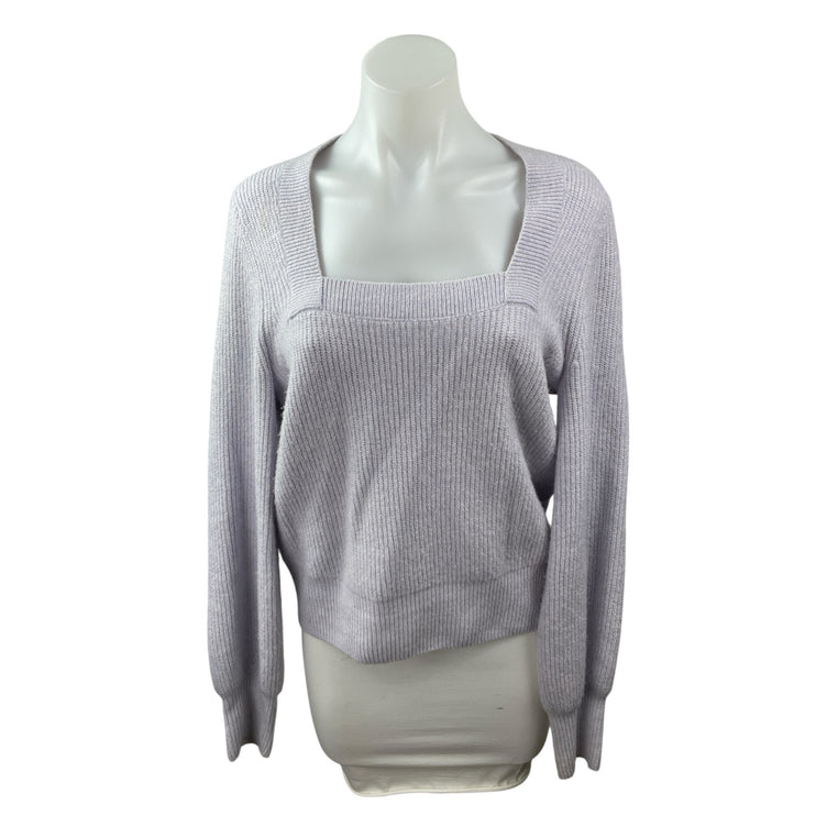 Madewell Melwood Purple Wool Ribbed Square Neck Long Sleeve Sweater Top Size M