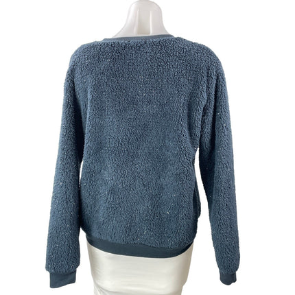 Weekending Gray Jingle Bells Christmas Long Sleeves Fuzzy Fleece Sweater Top M