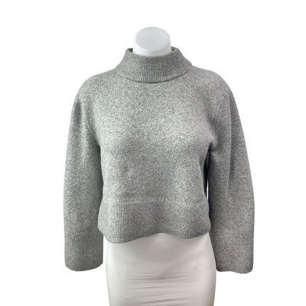 J.Crew Gray Alpaca Wool Mock Neck Long Sleeve Crop Sweatshirt Sweater Top Sz XXS