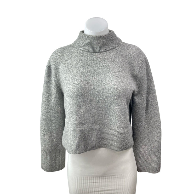 J.Crew Gray Alpaca Wool Mock Neck Long Sleeve Crop Sweatshirt Sweater Top Sz XXS
