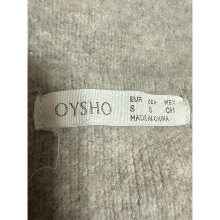 Oysho Women's Beige Tan Knit Collar Long Sleeve Button Down Sweater jacket Sz S