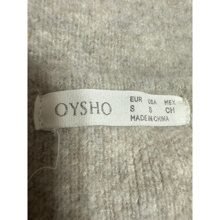 Oysho Women's Beige Tan Knit Collar Long Sleeve Button Down Sweater jacket Sz S