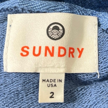 Sundry Women's Blue Knitted Hoodie Hooded Sweatshirt & Sweat Pants Lounge Set 2