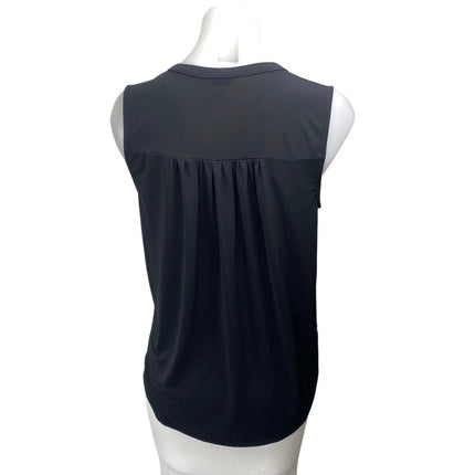 Ann Taylor Women's Black Sleeveless Notch V Neck Tank Blouse Shirt Top Size S