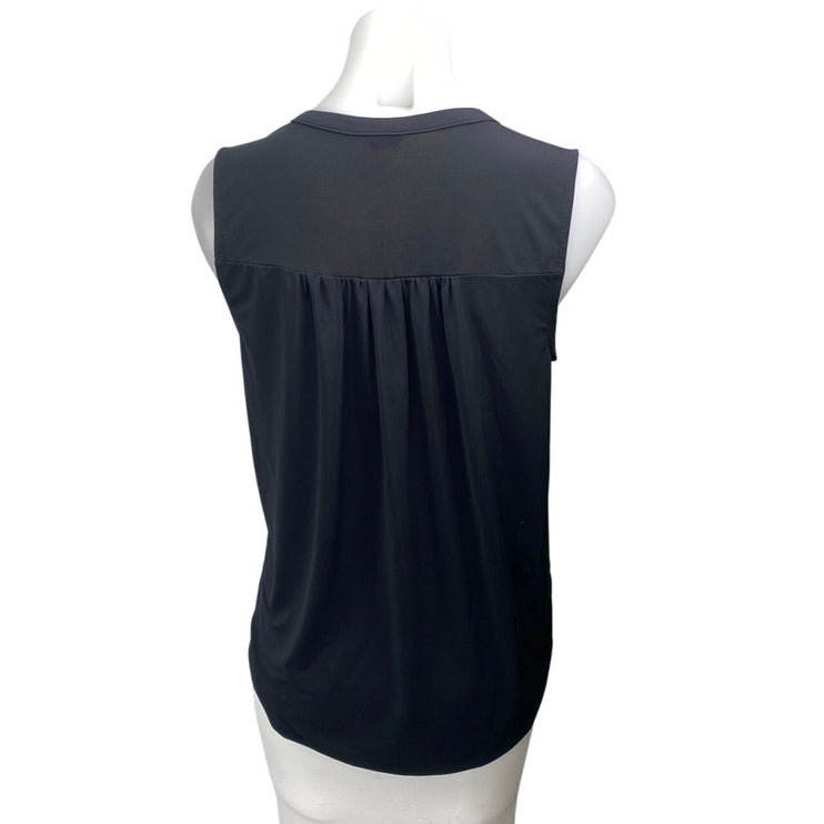 Ann Taylor Women's Black Sleeveless Notch V Neck Tank Blouse Shirt Top Size S