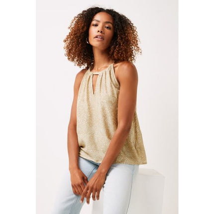 NEW Gap Beige Khaki Sleeveless Halter Keyhole Tie Back Tank Blouse Top Size XL