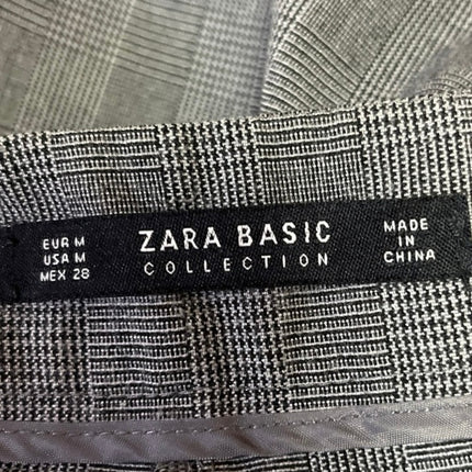 Zara Gray Plaid Ruffle Pockets High Rise Straight Leg Crop Ankle Trouser Pants M