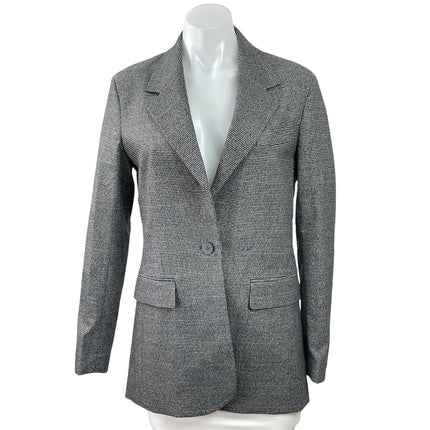 Noir Black Houndstooth Notch Collar Long Sleeve Button Coat Blazer Jacket Sz XSP