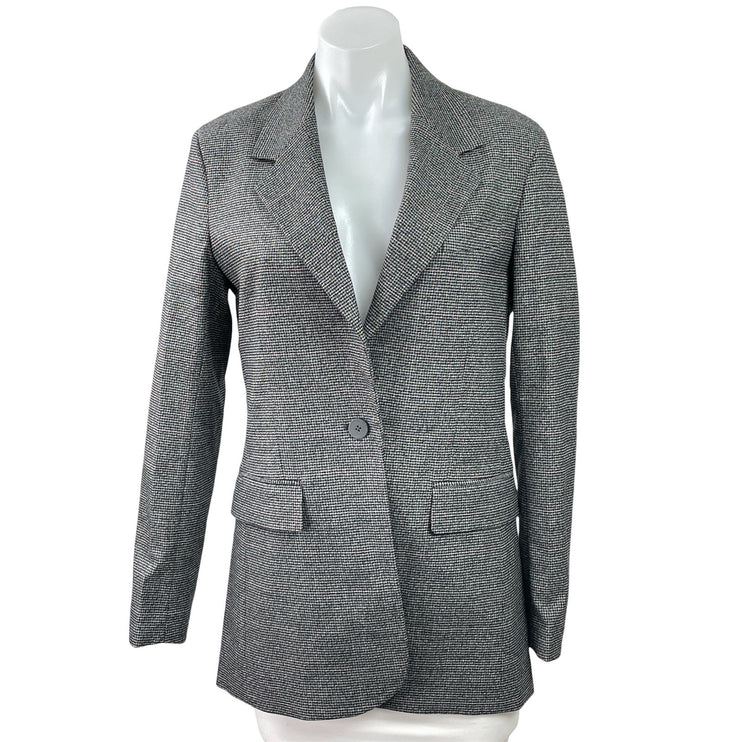 Noir Black Houndstooth Notch Collar Long Sleeve Button Coat Blazer Jacket Sz XSP