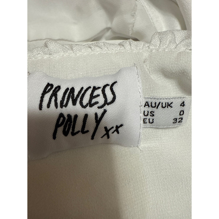 Princess Polly White Long Puff Sleeve Bustier Corset Blouse Crop Top Size 0