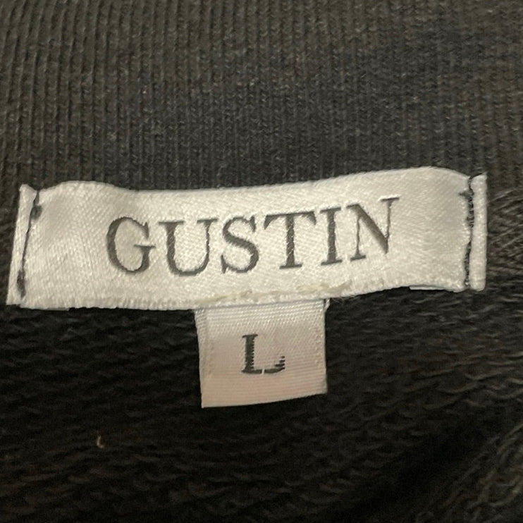 Gustin Men's Black Full Zip Long Sleeve Pocket Cotton Bomber Coat Jacket Size L