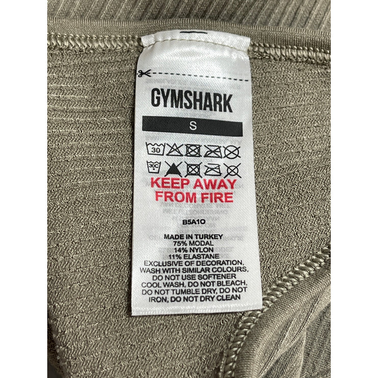 Gymshark Olive Green Ribbed Knit Sleeveless Yoga Athletic Sports Bra Crop Top S