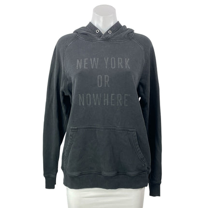 NYON Womens Black New York Or Nowhere Pocket Hoodie Hooded Sweatshirt Top Size S