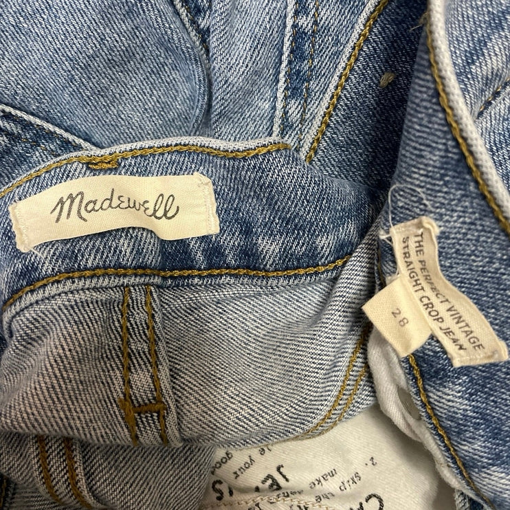 Madewell The Perfect Vintage Straight Cropped High Rise Denim Jeans Size 28