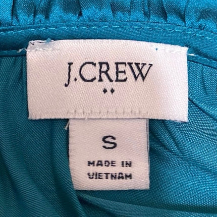 J.Crew Teal Blue Green Long Sleeve Scoop Ruffle Neck Pullover Blouse Top Size S