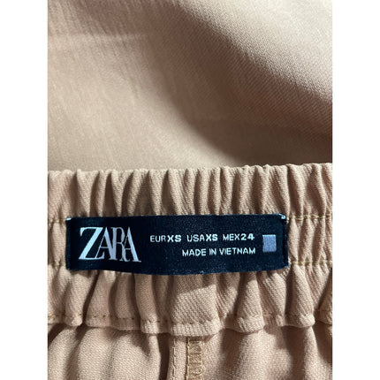 Zara Women's Brown Drawstring High Rise Carrot Tapered Trousers Dress Pants XS