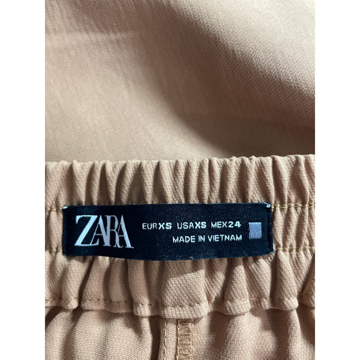 Zara Women's Brown Drawstring High Rise Carrot Tapered Trousers Dress Pants XS