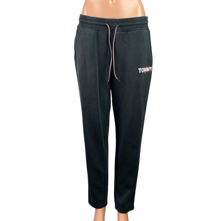 Tommy Hilfiger Black Elastic High Waist Tapered Straight Trousers Pants Size M