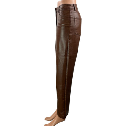 Aritzia Wilfred The Melina Women's Brown Faux Leather Casual Trouser Pants Sz 2