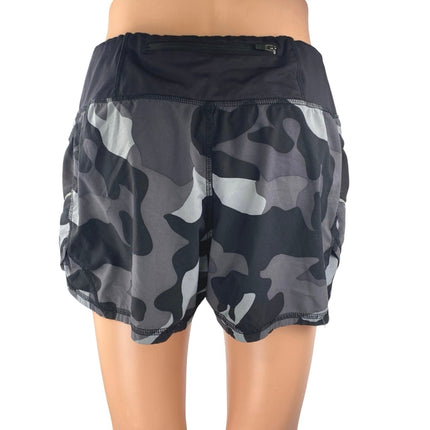 Athleta Black Gray Camo Camouflage Activewear Fitness Yoga Running Shorts Size S