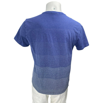 Reciclado Men's Blue Ombre Colorblock Short Sleeve Crew Neck Tee T-Shirt Top M