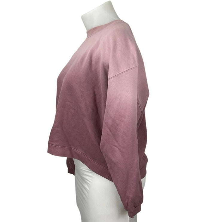 Madewell Women's Pink Crewneck Long Sleeve Crop Sweater Sweatshirt Top Size XL