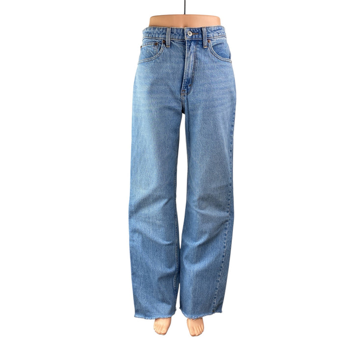 Abercrombie & Fitch The 90s Relaxed Blue High Rise Wide Leg Denim Jeans Pants 26