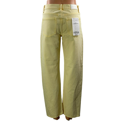 NEW PISTOLA Women's Light Yellow High Rise Straight Leg Denim Jeans Pants Sz 25