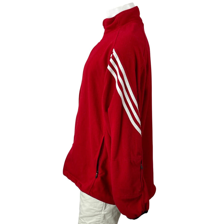Adidas Men's Bright Red Striped Turtleneck Full Zip Athletic Track Jacket Sz XL