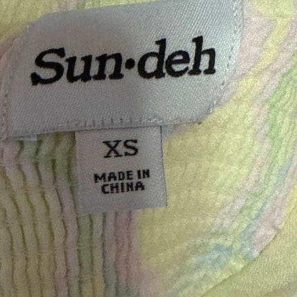 Aritzia Sun-Deh Yellow Floral Sleeveless Cami Camisole Mini A-line Dress Size XS