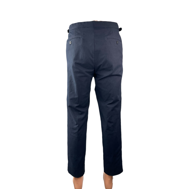 Incotex Men's Navy Blue Tapered Fit Pleated Straight Leg Trousers Pants Size 50