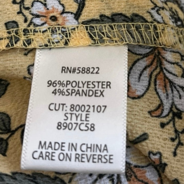 Max Studio Yellow Floral Ruffle Flutter Short Sleeve Hi-Low Midi Wrap Dress XS