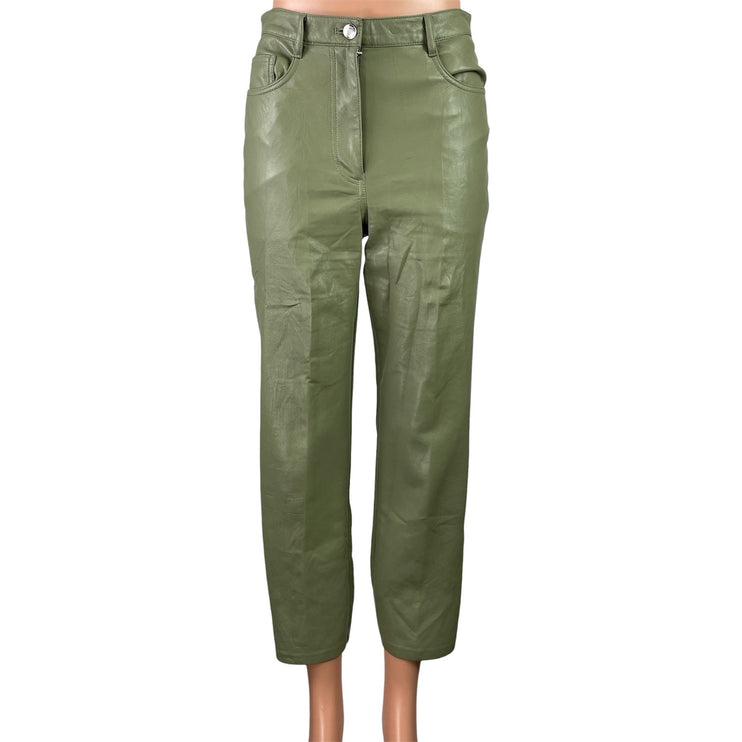 Aritzia Wilfred The Melina Womens Green Faux Leather Vegan Trousers Pants Size 4