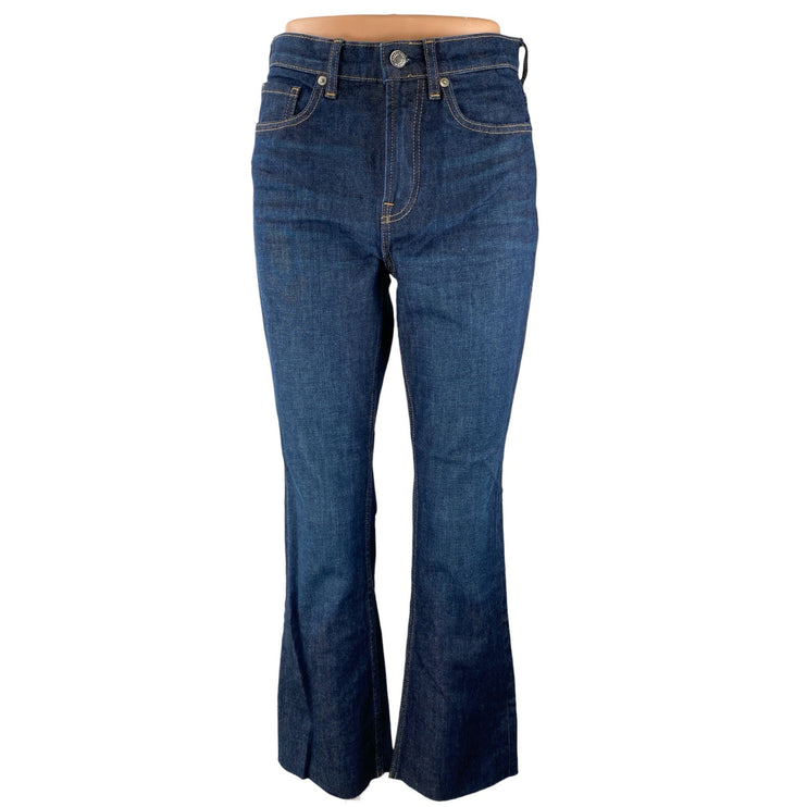 Everlane Women's Blue High Waisted Raw Hem Flared Bootcut Denim Jeans Size 26