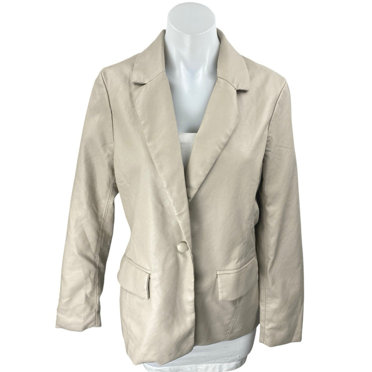 NEW Bohme Women's Beige Long Sleeve One Button Blazer Coat Suit Jacket Size S
