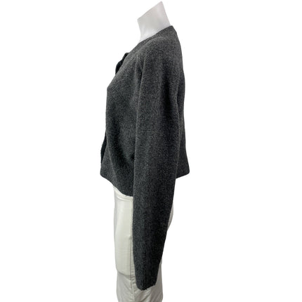 Zara Womens Dark Gray Crew Neck Cropped Long Sleeve Button Up Cardigan Sweater M