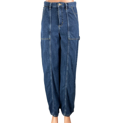 Lee Women's Blue High Rise Relaxed Straight Leg Utility Denim Jeans Pants Sz 26