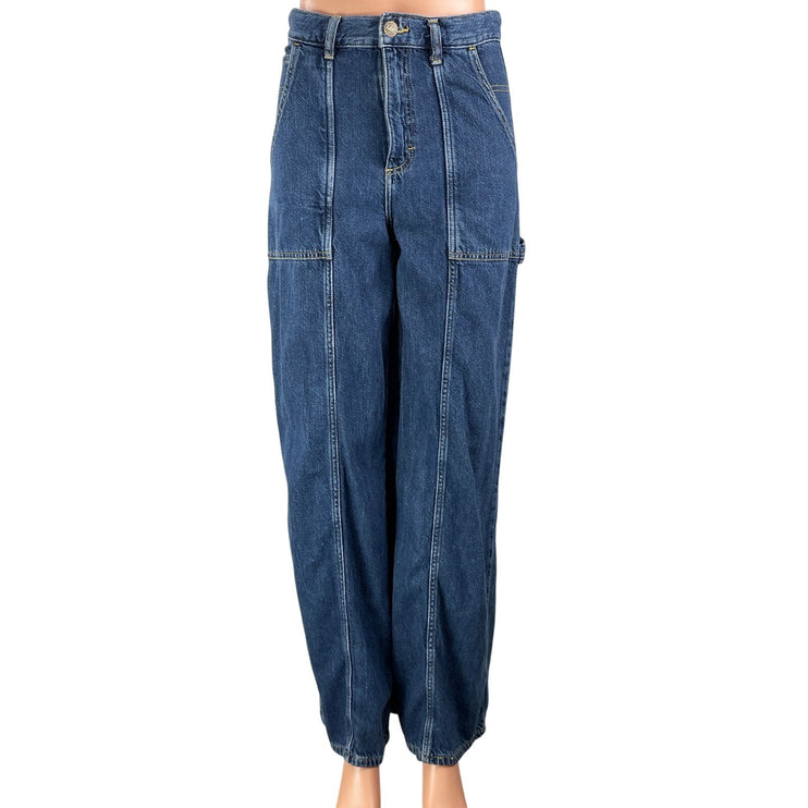 Lee Women's Blue High Rise Relaxed Straight Leg Utility Denim Jeans Pants Sz 26