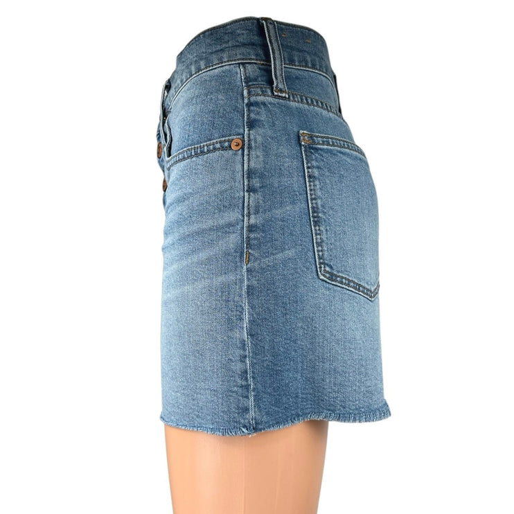 Madewell Women's Blue Button Fly High Rise Cut Off Denim Jean Shorts Size 25