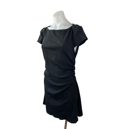 Cider Women's Black Short Sleeve Boat Neck Ruched A Line Mini Dress Size 0XL