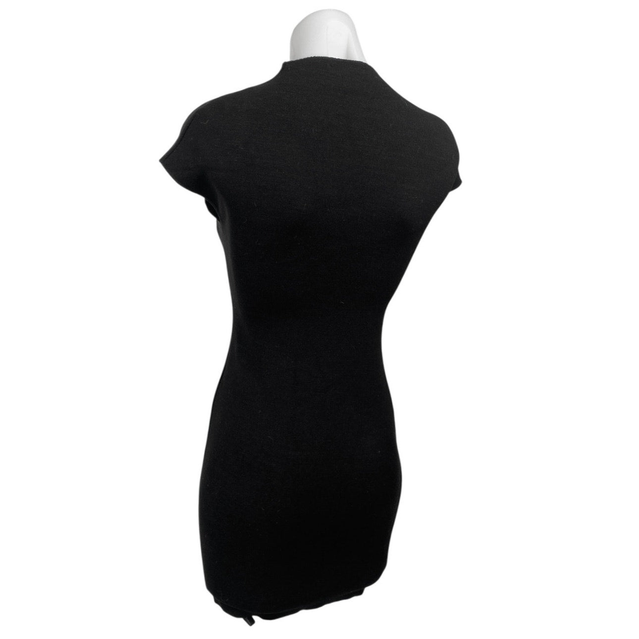 Zara Black Short Sleeve Mock Neck Knit Stretch Sweater Mini Bodycon Dr – Brie