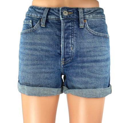 Old Navy High Rise OG Straight Women's Blue Cuffed Denim Jean Shorts Size 0