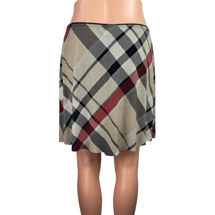 Wrapper Womens Multicolor Plaid Checkered Raw Hem Mini Straight Pencil Skirt L